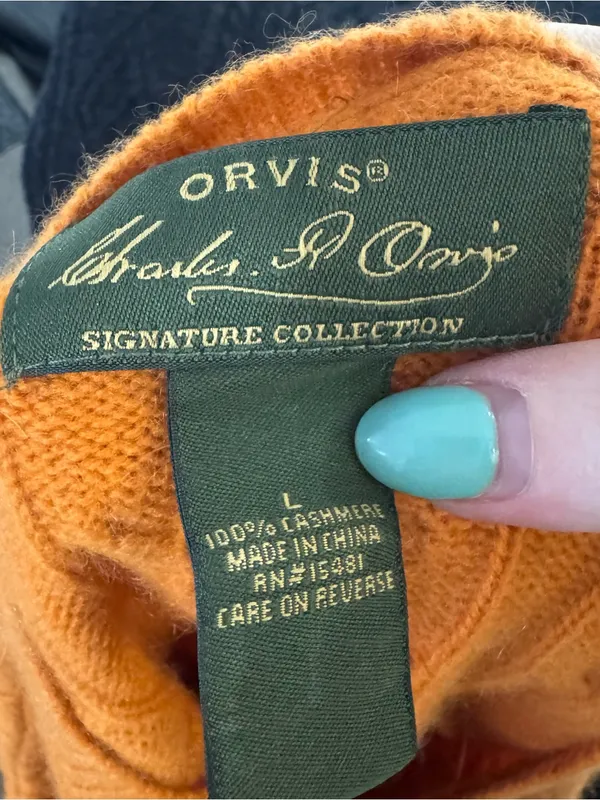 Orvis 100%‎ cashmere cable knit sweater size Large - Image 6