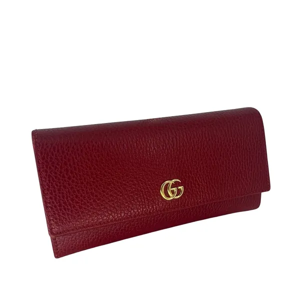Gucci GG Marmont Continental‎ Wallet Hibiscus Red Pebbled Leather Wallet - Image 5