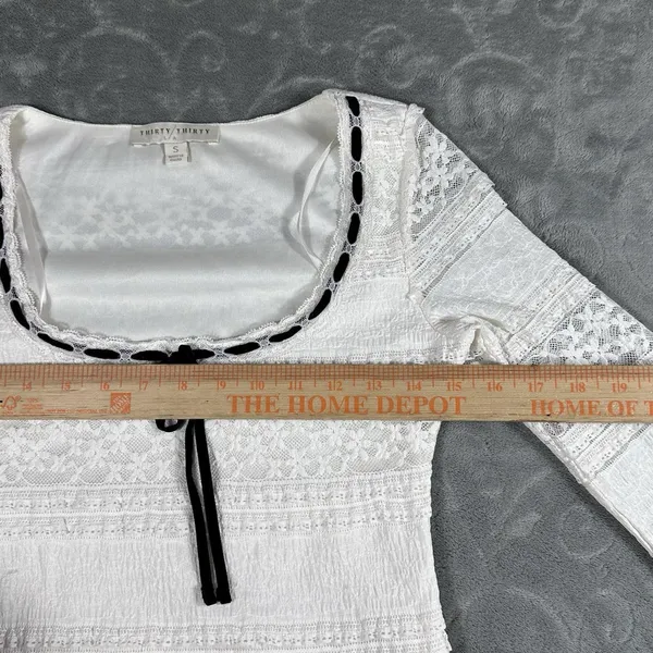 VTG Thirty Thirty Womens Y2K Lace Babydoll Top Small Coquette Romantic Ballet - Image 9