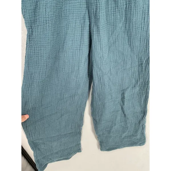 Jessica Simpson Womens Pants Teal Blue Cotton Gauze Wide Leg Small - Image 7