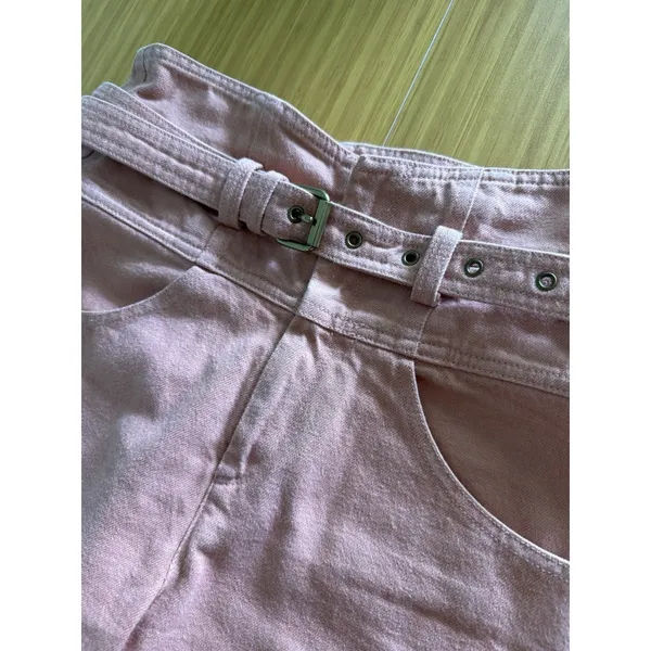 Isabel‎ Marant High Waisted Belted Jeans Size 36 (US 4) Pink Straight Leg - Image 3