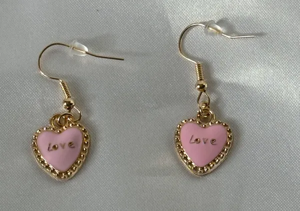 Valentines Heart Earrings Pink - Image 2
