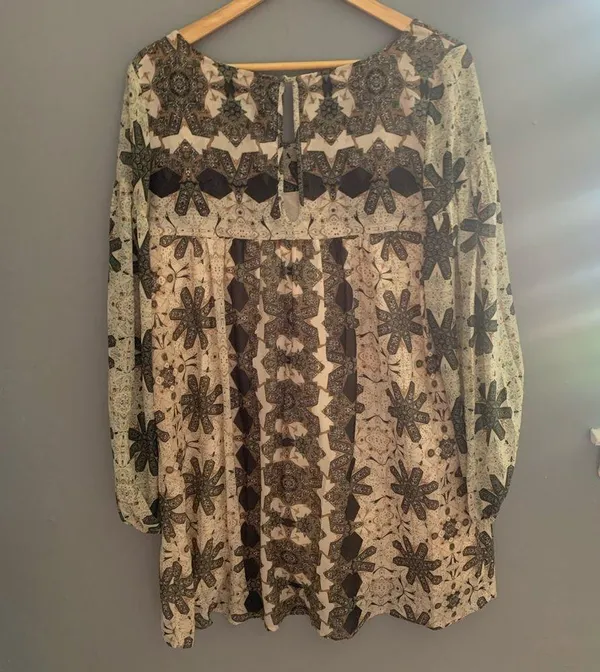Free people cream floral chiffon babydoll dress - Image 8