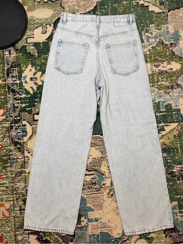 Zara High Rise Wide Leg Jeans Light Wash 100% Cotton Size 29 - Image 8