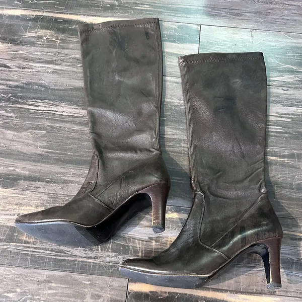 Graffiti brown suede leather pull on‎ boots made in Italy size 38/7.5 - Image 8