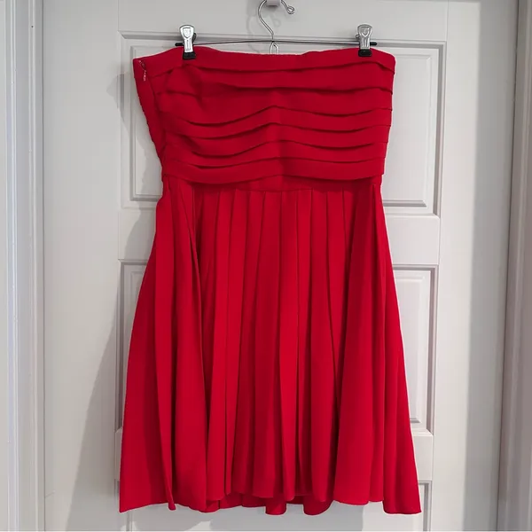 Rachel Roy RSVP Lipstick Red Pleated Strapless Mini Dress Size 8‎ - Image 2