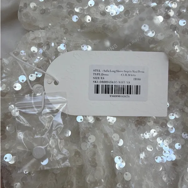 Meshki Sofia Long Sleeve Sequin Maxi Dress Size XS in White - Image 8