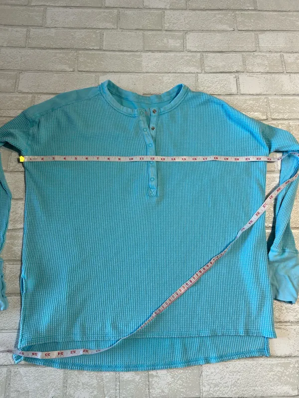 Offline Light Blue/Teal Waffle Henley Long-Sleeve Shirt - Image 6