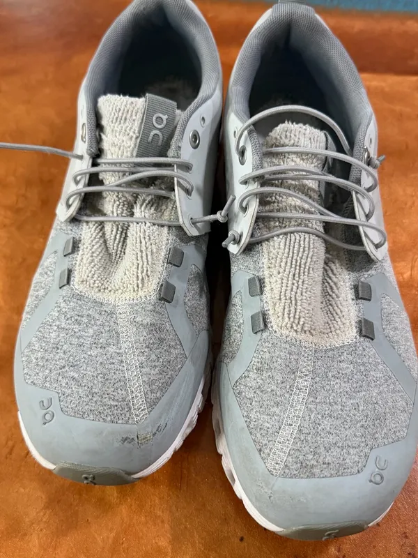 On Running Cloud 5 Terry Running Shoes Sneaker Glacier Grey White size 10.5 - Image 6