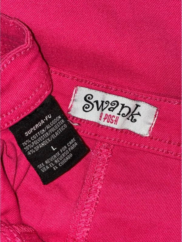 Super Swank" High-Waisted Stretchy Skinny Jeans - Fuchsia Pink (Size L) - Image 4