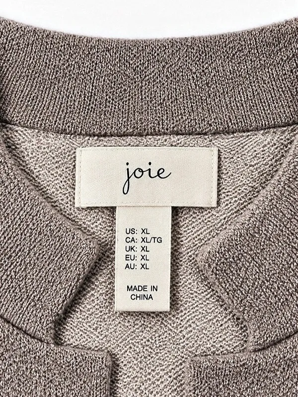 Joie XL Floral Intarsia Longline Cardigan Taupe Ivory Open Front Sweater - Image 4