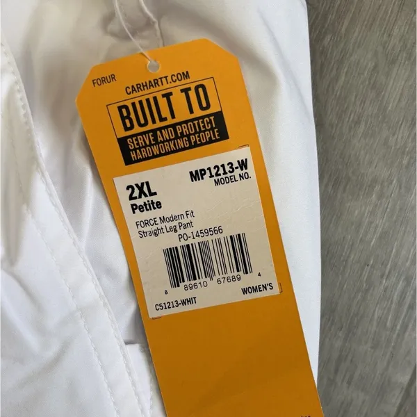 Carhartt White Pants Scrubs Women's Size 2XL Petite NEW C51213 Tech RN MD LPN - Image 7