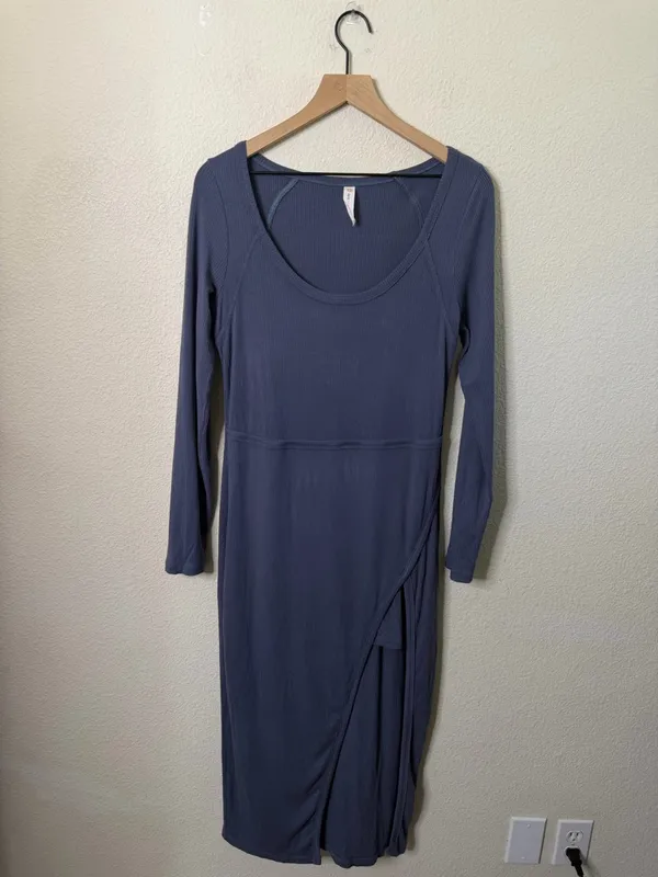 Daily Practice by Anthropologie Wrap Midi Dress Purple Rib Womens‎ Size M - Image 5
