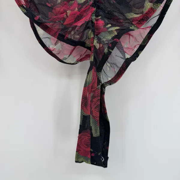 Victoria’s Secret Floral Mesh Ruched Long Sleeve Bodysuit Roses Sheer Gothic XL - Image 6