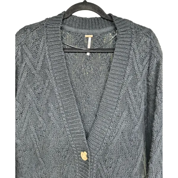 Free People Montana‎ Cable Cardi Black Women's Size Medium - Image 3