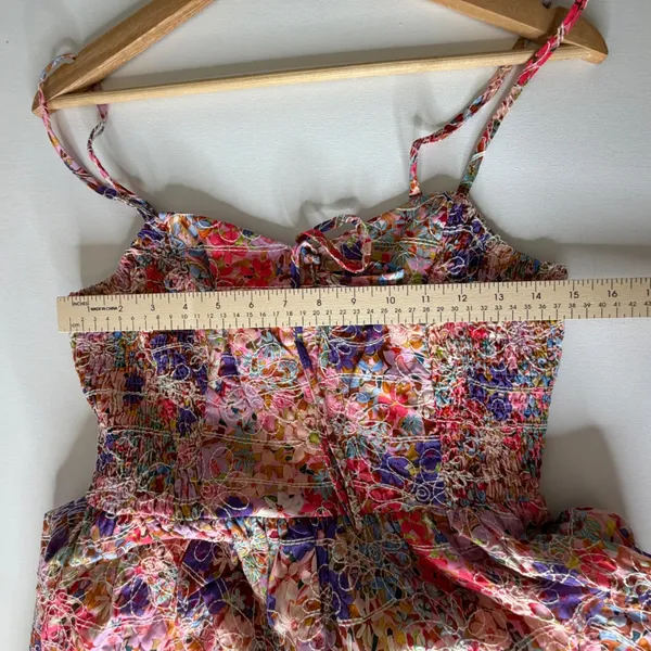 NWT Avara Just Me Iris Floral Embroidered Midi Dress Medium Smocked Cottage Boho - Image 14