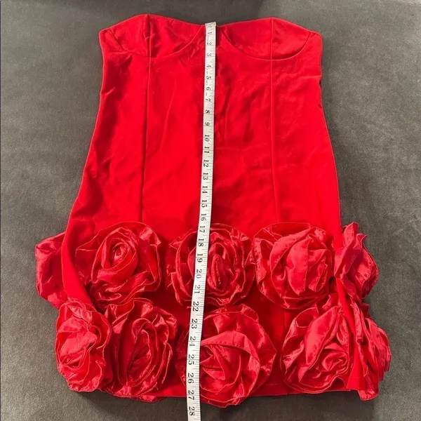 Women’s Red Bodycon Flower Dress Corset Style Back Size L NWOT - Image 7