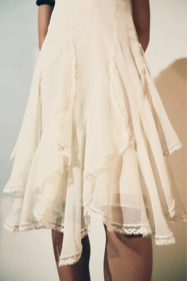 Zara dress sundress lace ivory cream flowy ruffle strapy boho summer vacation - Image 18
