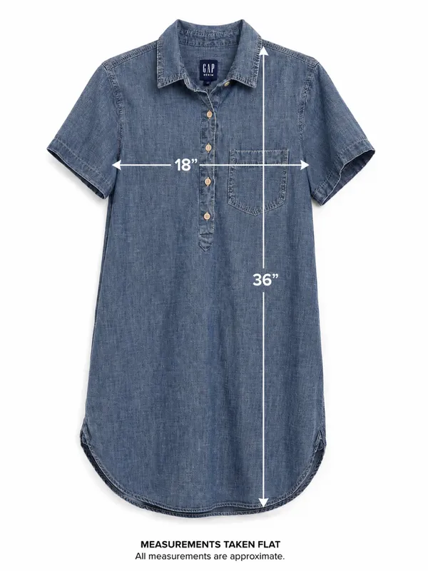 Gap Denim Chambray Shirt Dress Womens Small Blue 100% Cotton Casual - Image 4