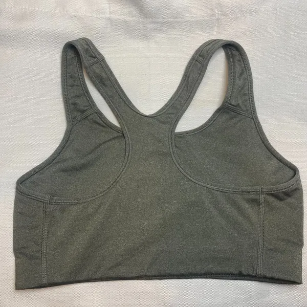 Nike Dri Fit Racerback Swoosh Sports Bra Women's Size M Gray Athleisure - Image 4