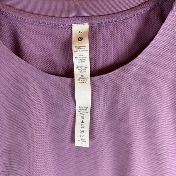 Lululemon Train to Be Tank Top Purple Cropped Mesh Athletic Sleeveless Gym Sz 12 - Image 3