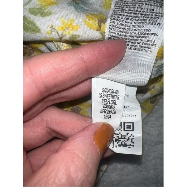 Old Navy Floral Peplum Blouse M Yellow Ditsy Cottagecore Puff Sleeve - Image 11