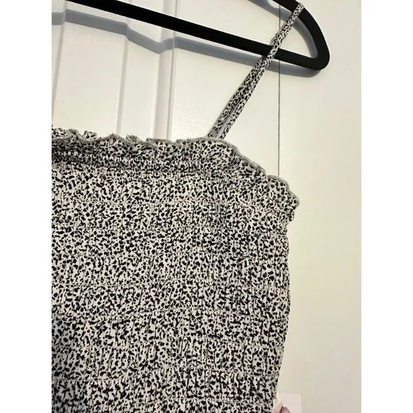 Jessica‎ Simpson Mini Dress Smocked Tiered Black White Leopard Print NWT Boho M - Image 6