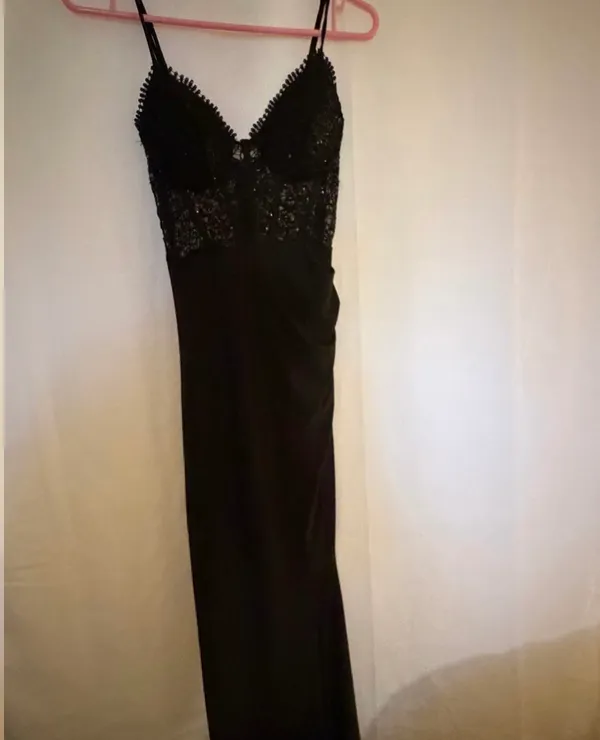 B Darlin Black Lace Bodice Slip Dress size: 3/4 - Image 3