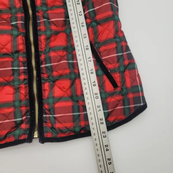 Old Navy Tartan Plaid Full Zip Quilted Vest Womens XS TP Classic Preppy Holiday - Image 6