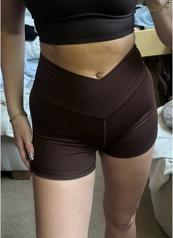 Aerie Brown Crossover Biker Shorts OFFLINE 3” Inseam - Image 2
