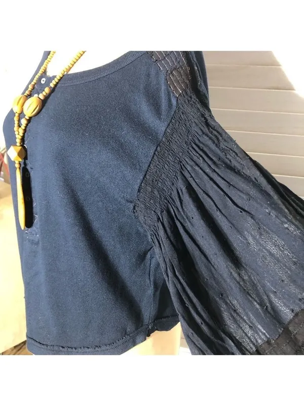 Free People Blue Cotton Long Sleeve Balloon Top XS - Image 6