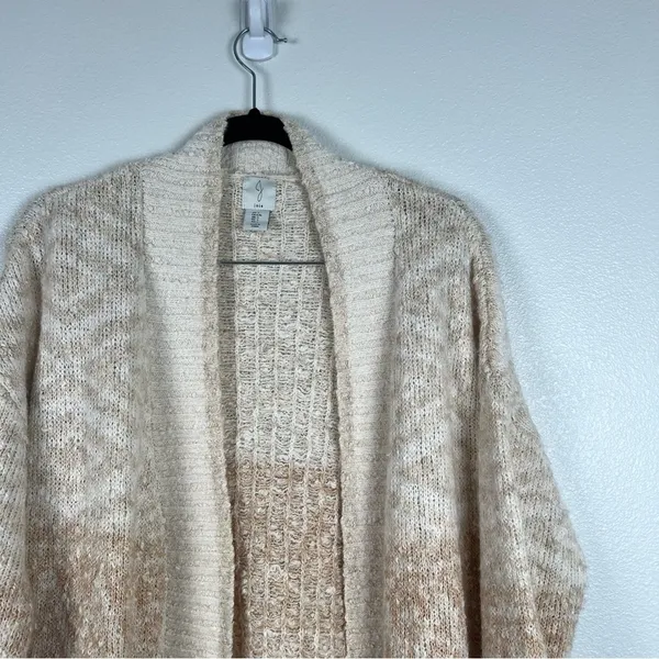 Joie Longline Oversized Chunky Cardigan Cream Fair Isle Knit L‎ - Image 5