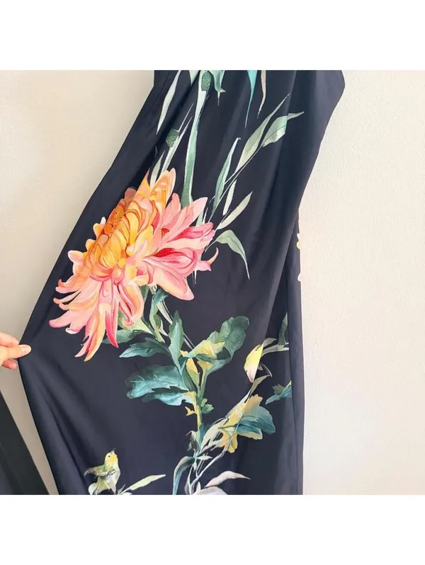 Anthropologie Halter Slip Floral Midi Dress - Image 4