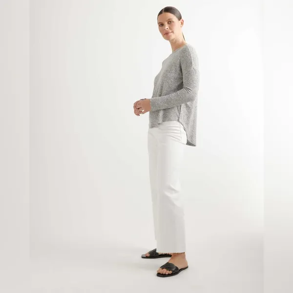 Quince Brushed Long Sleeve Lounge Tee in Heather Gray‎ - Image 6