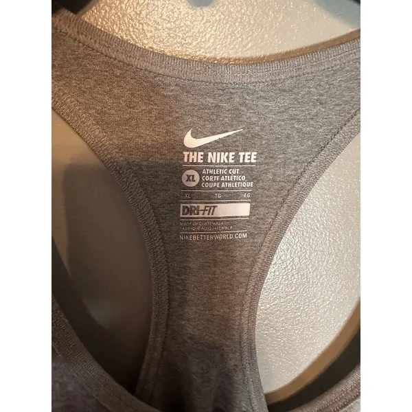 Nike‎ Womens XL Dri-FIT Racerback Tank Top Gray Just Do It Graphic Athletic Cut - Image 2
