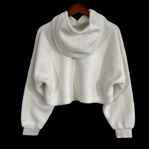 Aritzia Sunday Best Fleece Hoodie‎ Womens Small Pullover Cropped White Comfey - Image 2