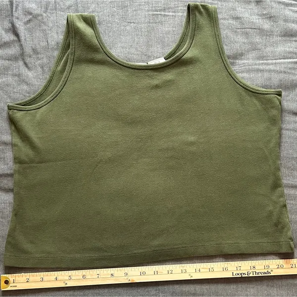 Liz Baker Petite Womens Large Tank Top Olive Green Scoop Neck Cotton Lycra - Image 10
