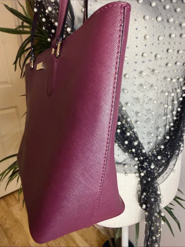kate spade plum saffiano tote in deep berry - Image 3