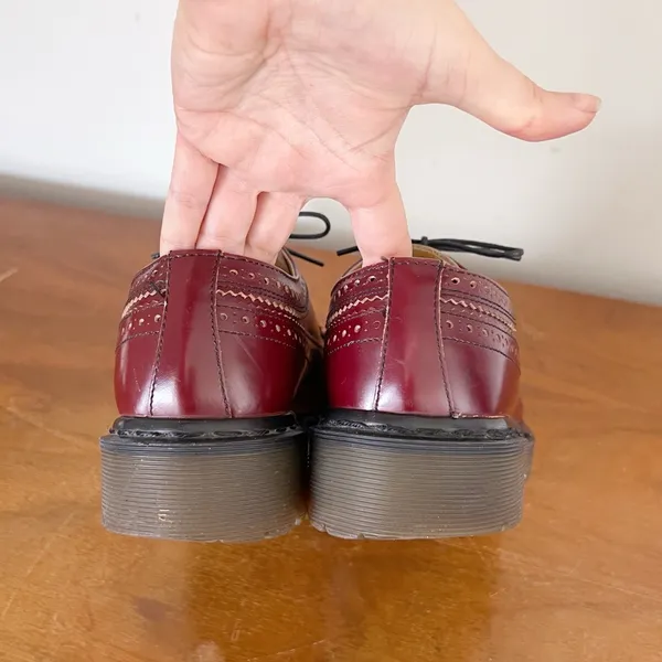 Dr Martens • vintage 3989 wingtip oxford brogues MIE cherry red leather platform - Image 7