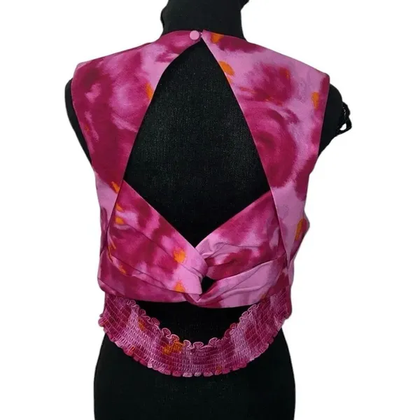 Sachin + Babi Abstract Print Pink Cropped Sleeveless Top(Size 10) - Image 2