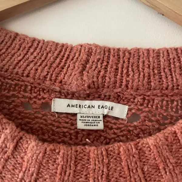 American Eagle Knit Salmon‎ Pink Oversized Crewneck Sweater - Image 3