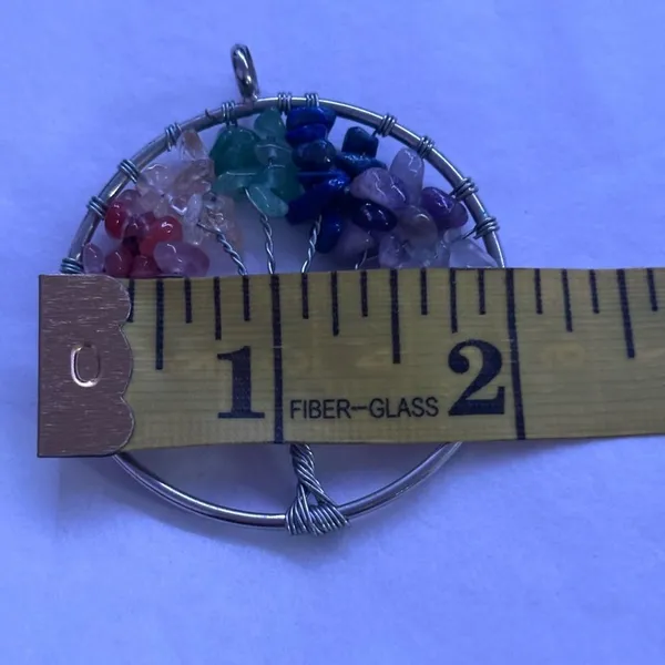 medal 7 Chakra Stone Tree of Life Handmade Wire Wrapped Pendants Gemstone Medal - Image 4