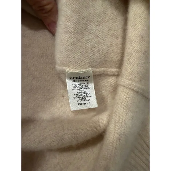 Sundance 100% Cashmere Asymmetrical Turtleneck‎ Sweater Peach Pink RN106205 - Image 2