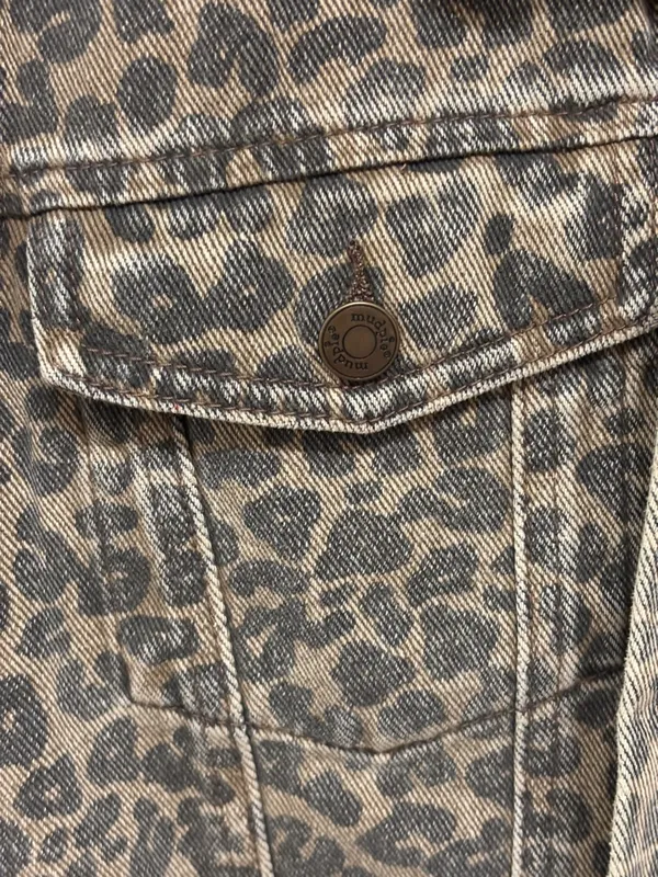 Mud Pie Leopard-Print Denim Jacket - Tan & Black - Image 3