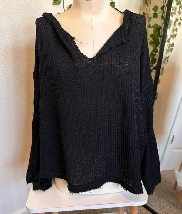 We The Free Free People Black Shirt Long Sleeve Size Medium - Image 2