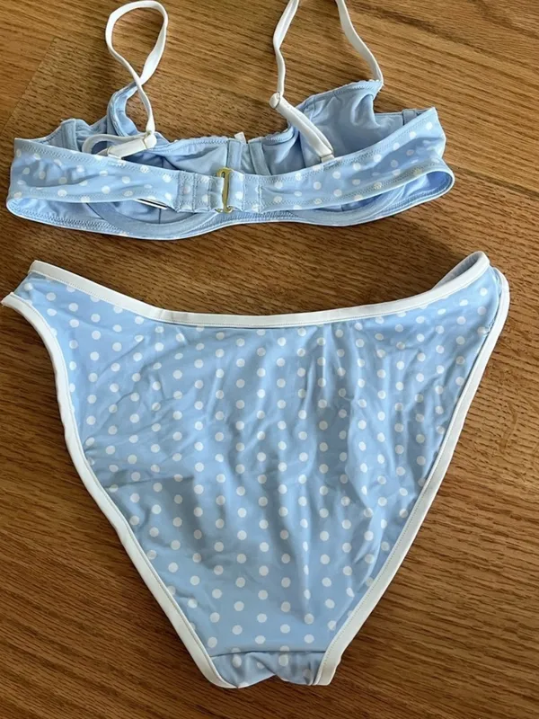 Frankie’s bikinis blue polka dot set - Image 2
