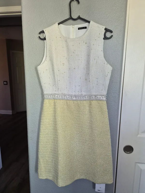 MOTF White And Yellow A-Line Skirt Dress - Image 4
