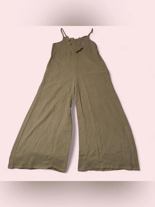 BUCKETLIST Olive Green Wide-Leg Sleeveless Jumpsuit - Image 2