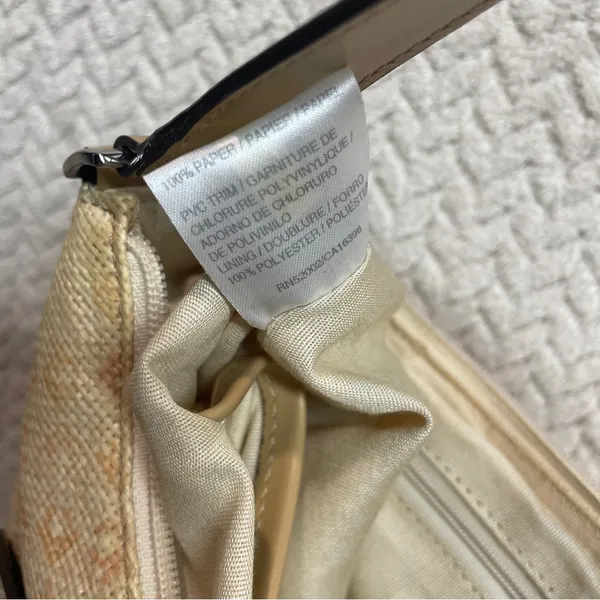 Liz Claiborne Y2K Tan Monogram Straw‎ Texture Preppy Shoulder Bag - Image 9
