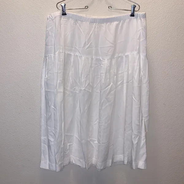White stretchy casual summer sheer office midi skirt - Image 4